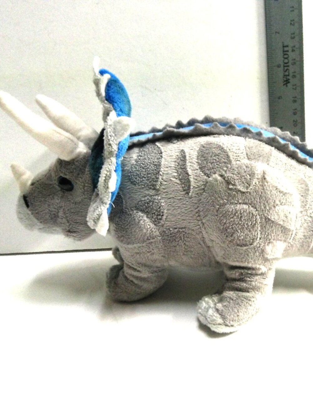 Dinosaur Triceratops Plush Adventure Planet Animal Den Line Gray 13" Long